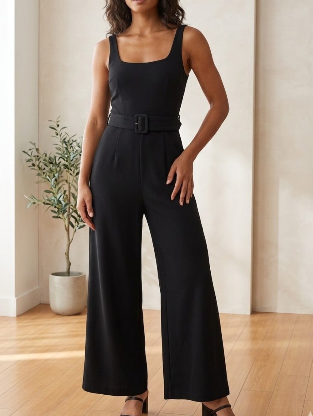 NEVER WORN Banana Republic Belted Lined Wide-Leg Jumpsuit w/Pockets Sz Size 12P